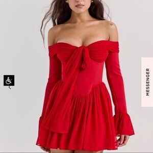 House of CB Red Off-Shoulder Mini Dress